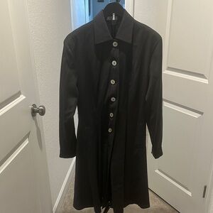 KS Selection Gray Long Sleeve Button-Front Dress with Ivory Buttons